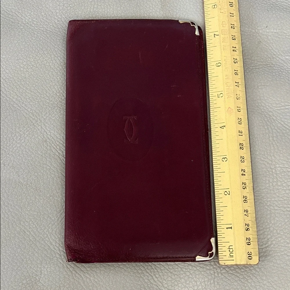 Cartier Burgundy Leather Bifold Wallet/Organizer